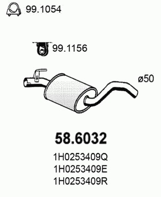 Средний глушитель выхлопных газов 58.6032