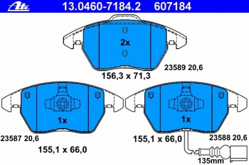 Комплект тормозных колодок, дисковый тормоз 13.0460-7184.2