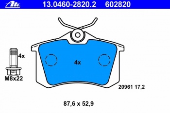 Комплект тормозных колодок, дисковый тормоз 13.0460-2820.2