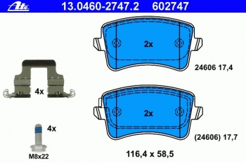 Комплект тормозных колодок, дисковый тормоз 13.0460-2747.2