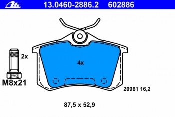 Комплект тормозных колодок, дисковый тормоз 13.0460-2886.2