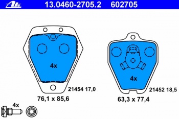 Комплект тормозных колодок, дисковый тормоз 13.0460-2705.2