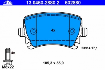 Комплект тормозных колодок, дисковый тормоз 13.0460-2880.2