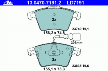 Комплект тормозных колодок, дисковый тормоз 13.0470-7191.2