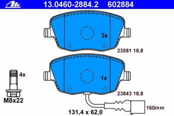 Комплект тормозных колодок, дисковый тормоз 13.0460-2884.2