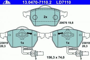 Комплект тормозных колодок, дисковый тормоз 13.0470-7110.2