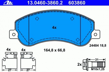 Комплект тормозных колодок, дисковый тормоз 13.0460-3860.2