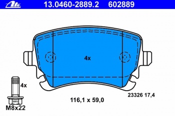 Комплект тормозных колодок, дисковый тормоз 13.0460-2889.2