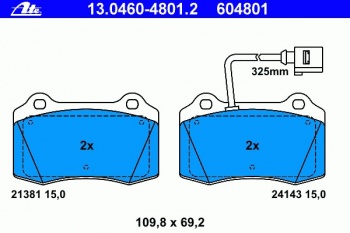 Комплект тормозных колодок, дисковый тормоз 13.0460-4801.2