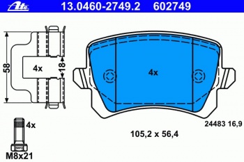 Комплект тормозных колодок, дисковый тормоз 13.0460-2749.2