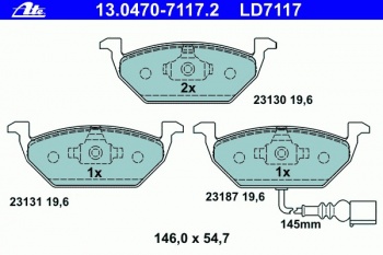 Комплект тормозных колодок, дисковый тормоз 13.0470-7117.2