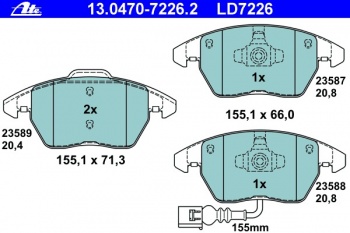 Комплект тормозных колодок, дисковый тормоз 13.0470-7226.2
