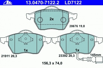 Комплект тормозных колодок, дисковый тормоз 13.0470-7122.2