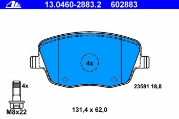 Комплект тормозных колодок, дисковый тормоз 13.0460-2883.2