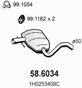 Средний глушитель выхлопных газов 58.6034