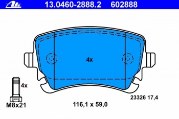 Комплект тормозных колодок, дисковый тормоз 13.0460-2888.2