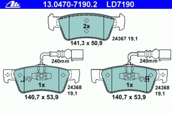 Комплект тормозных колодок, дисковый тормоз 13.0470-7190.2