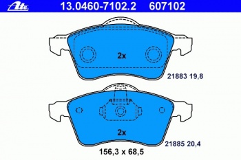 Комплект тормозных колодок, дисковый тормоз 13.0460-7102.2