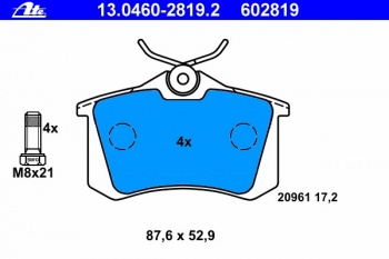 Комплект тормозных колодок, дисковый тормоз 13.0460-2819.2