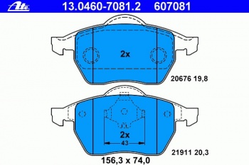 Комплект тормозных колодок, дисковый тормоз 13.0460-7081.2