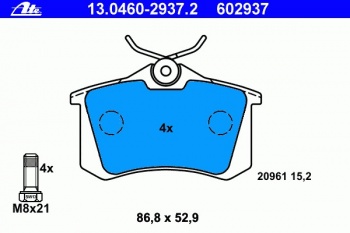 Комплект тормозных колодок, дисковый тормоз 13.0460-2937.2