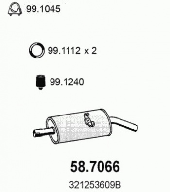 Глушитель выхлопных газов конечный 58.7066
